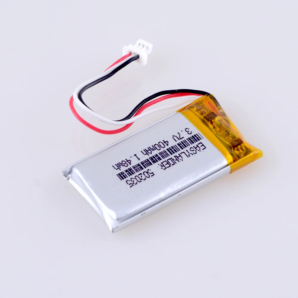 502035 400mah 3.7v 1.0 3pin złącze akumulator li-po bateria litowo-polimerowa do DVR kamera samochodowa inteligentna kamera samochodowa DVR