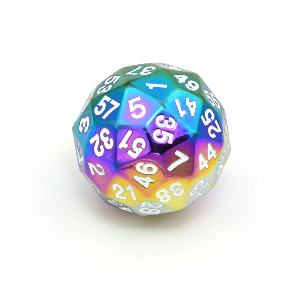 Metall 60 Seitig Polyhedral Würfel mit Samt Beutel Für Tabletop Spiele DnD MTG Mathematik Lehre