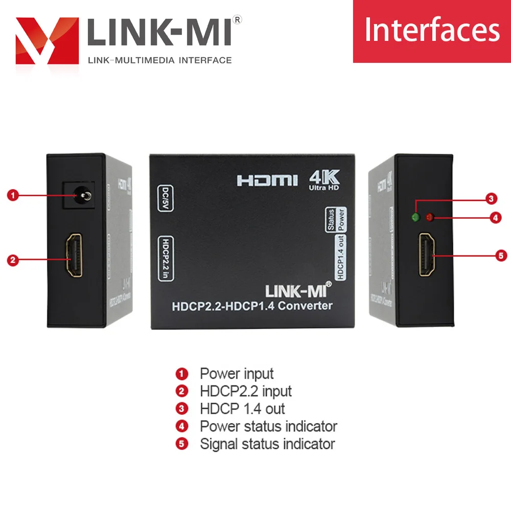 HDCP2.2 to 1.4 Converter link mi HDMI to HDMI YUV 4:2:0 UHD 4Kx2K Video Format Up to 1080p/4K /3D Video HDCP 2.2 to HDCP 1.4