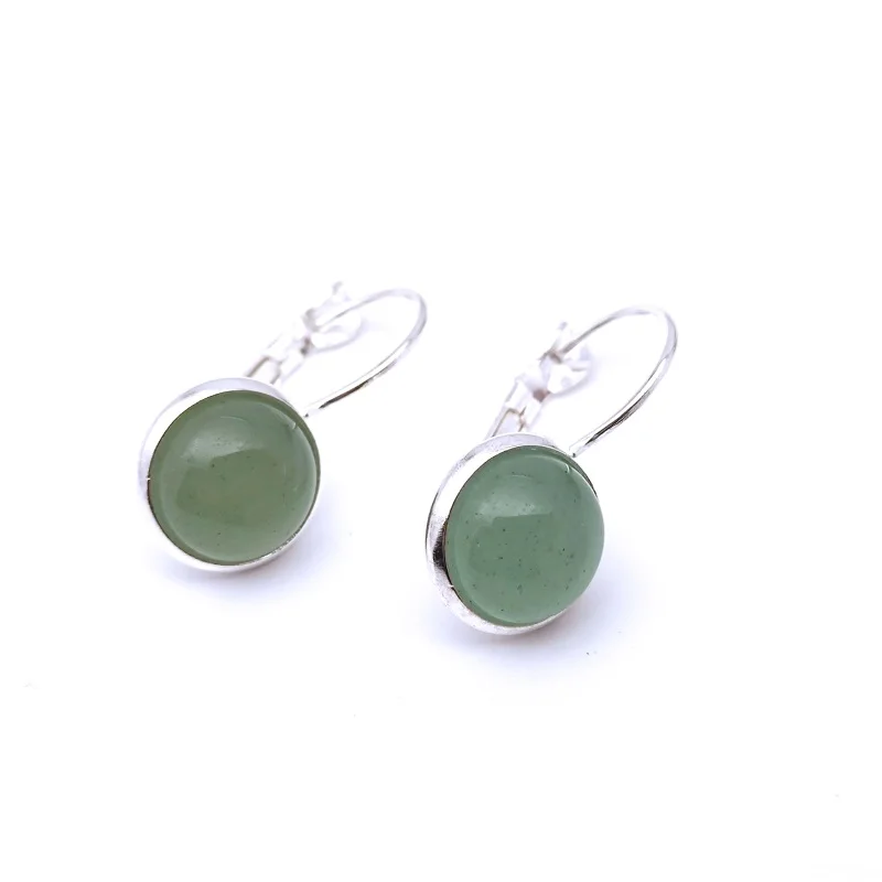 10MM 12mm Green Aventurine  Stone Earrings Environmental Protection  Crystal Charms Earrings for Women Fashion Jewelry