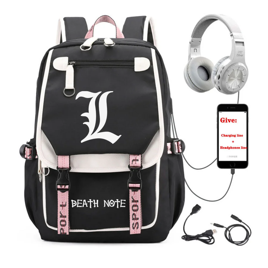 anime Death Note backpack Unisex Travel Backpack student School book Bag USB Charging teenagers Laptop packsack