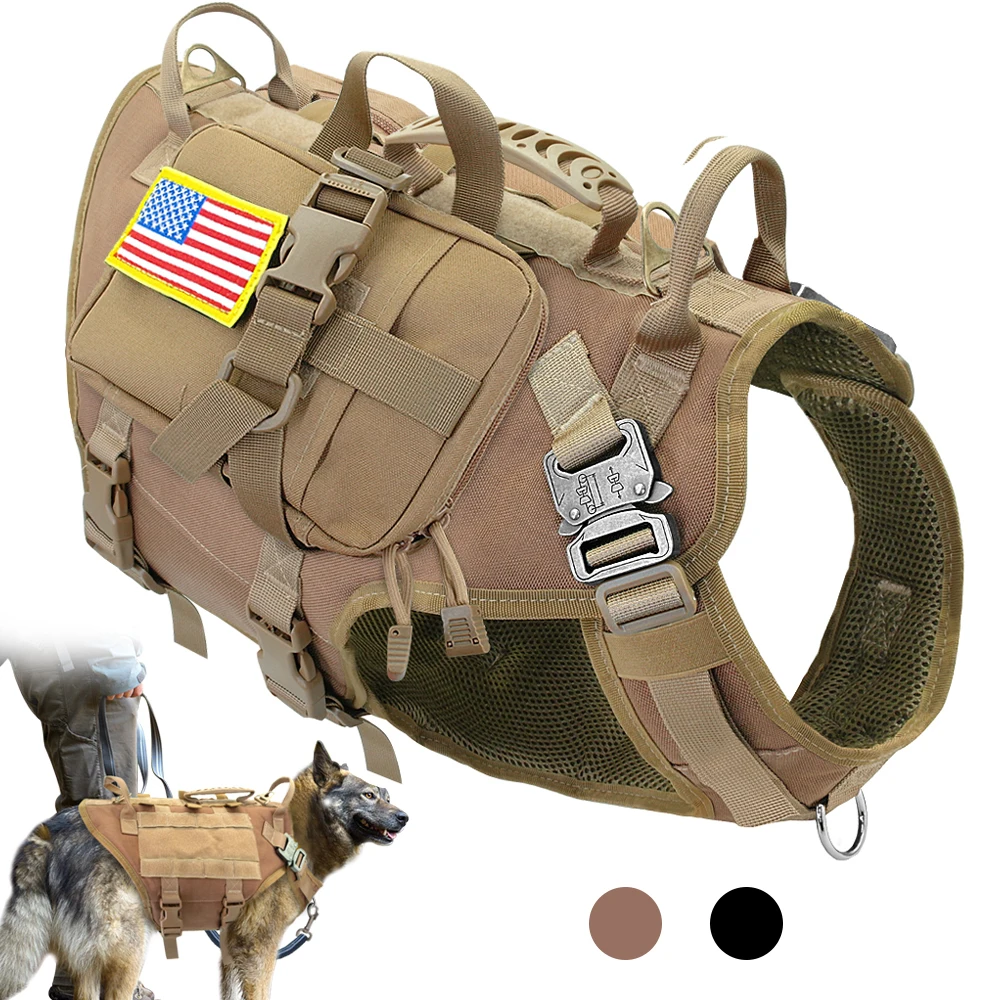 Arnés tipo chaleco para perro, arnés táctico militar de nailon para perros sin tirones, arnés de entrenamiento para perros de talla mediana y grande
