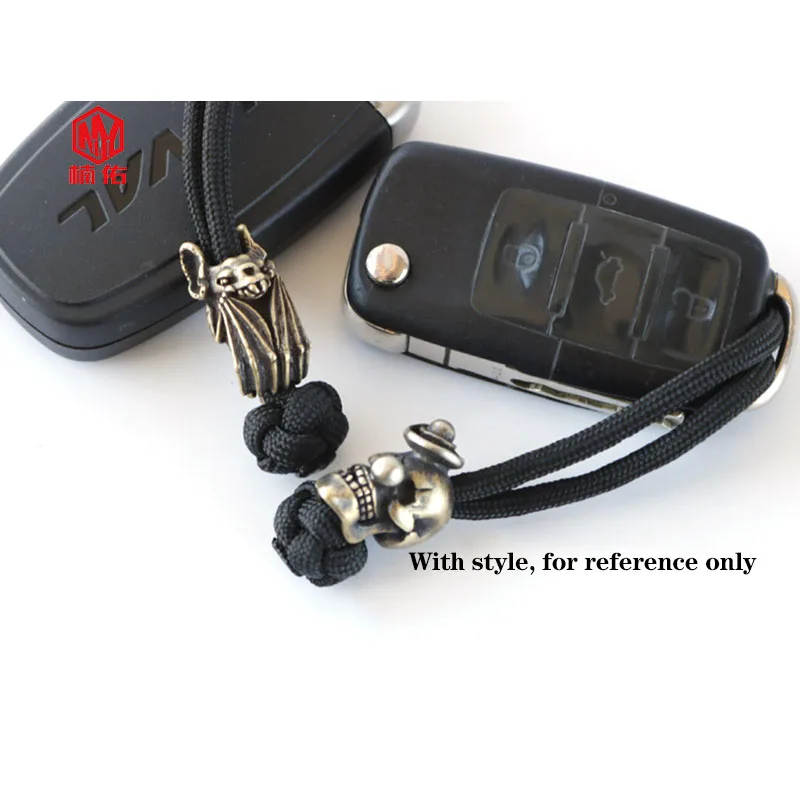 1PC Little Devil Skull Retro Brass Copper Oxide EDC Paracord Beads Umbrella Rope Cord Lanyard Pendants Knife Beads  Accessories