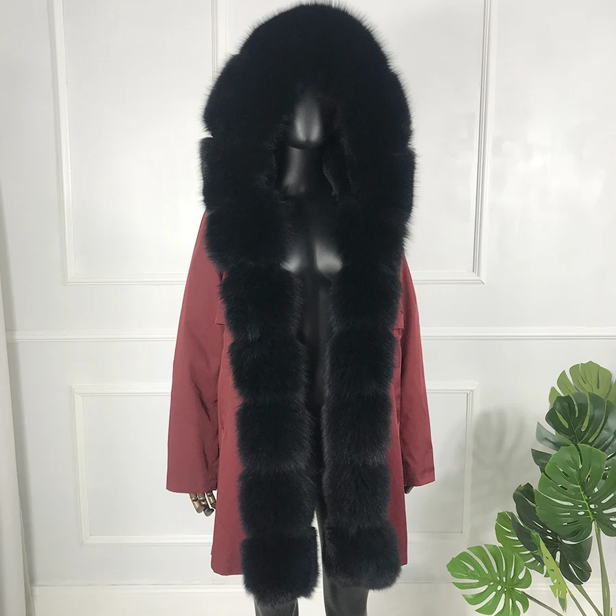 Winter Parka For Women 2024 Natural Rabbit Fur Parkas Real Fox Fur Collar Parkas Luxury High Quality