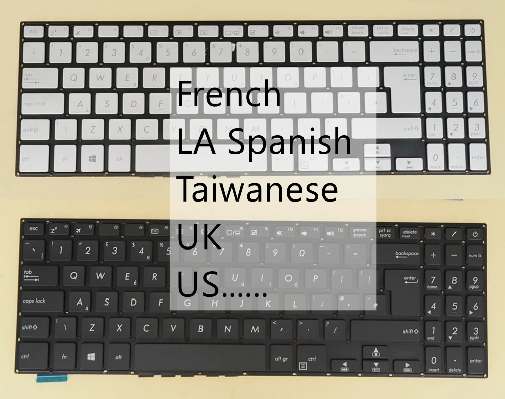 

US UK Taiwan LA Spanish French Keyboard For Asus X507MA X507UA X507UB 0KN1-3X1US12 0KNB0-5100US00 0KNB0-5100UK00 0KNB0-5100FR00