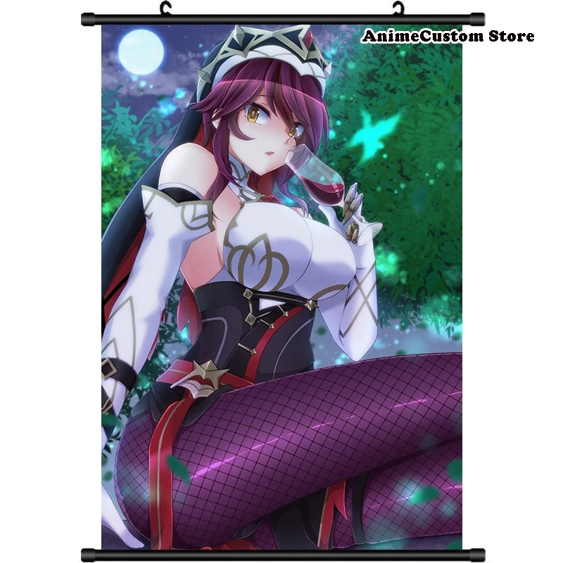 Game Genshin Impact Rosaria Persona HD Wall Scroll Roll Painting Poster Hang Poster Home Decor Collectible Decoration Art Gift