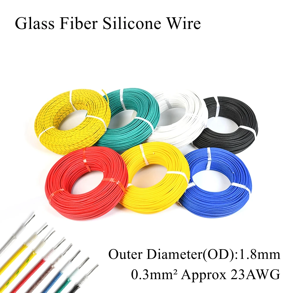 23AWG 0.3mm AGRP Fiberglass Silicone Wire Glass Fiber Braided Rubber High Temperature Heat Resistant Tinned Plated Copper Cable