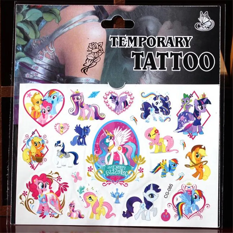 Calcomanías de dibujos animados de conejo, calcomanías de tatuajes temporales de 2 piezas, arte corporal, Flash, impermeable, pequeño caballo,