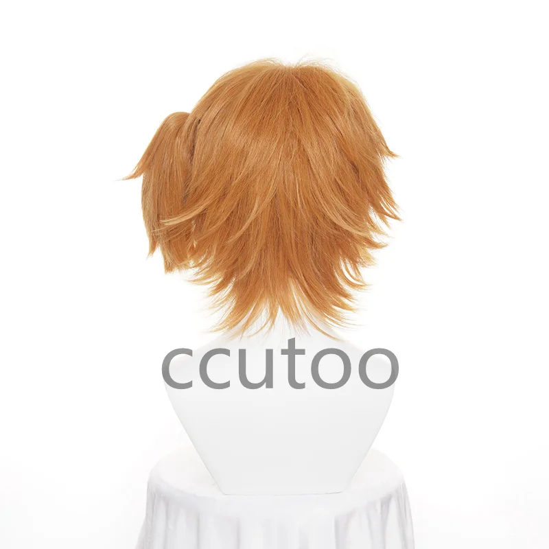 Kyousuke Yaguchi Cosplay Wig 35cm Short Orange Wig with Ponytail Cosplay Anime Cosplay Wigs Heat Resistant Synthetic Wigs
