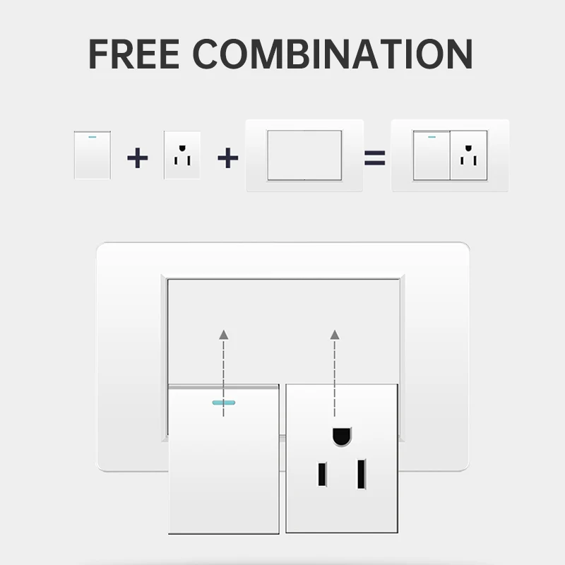 PSSRISE US Standard Wall Switch Socket White PC Panel DIY Multifunctional Switch Power Outlet USB Combination 118mm*72mm
