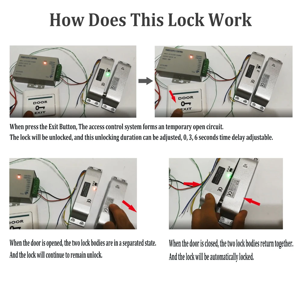 YiToo-cerradura de puerta inteligente, cerrojo eléctrico de mortaja, cerrojo magnético con retardo de tiempo, modo a prueba de fallos para Control