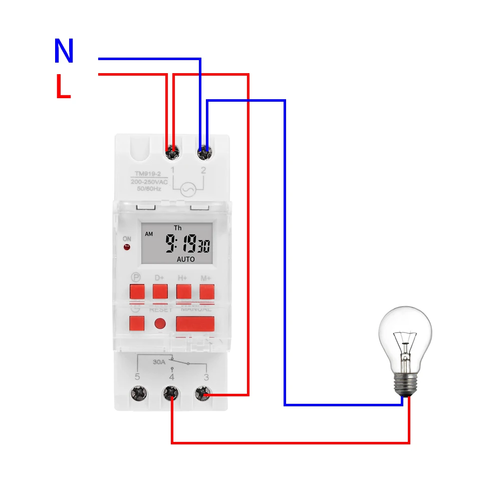 Heavy Load 5000W Digital Timer Switch Programmable 24hrs Automatic Switch for  LED Lighting Loading ON/OFF