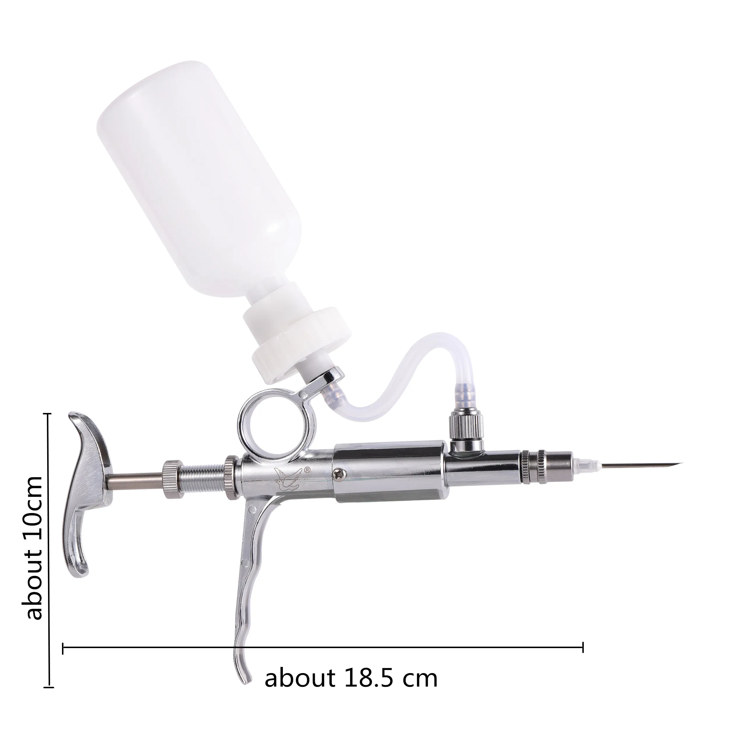 Jeringa continua automática para ganado, equipo veterinario con botellas, vacuna de Metal, granja multifunción, 0,5-5ml, 1 Juego