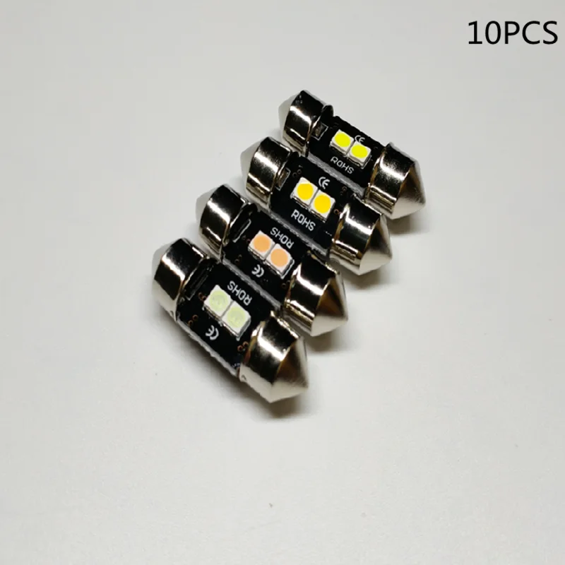 10PCS 28MM LED Festoon Lamp Ice Bulb DE3021 Car Interior Dome Map Reading Sunvisor Vanity Mirror Light White