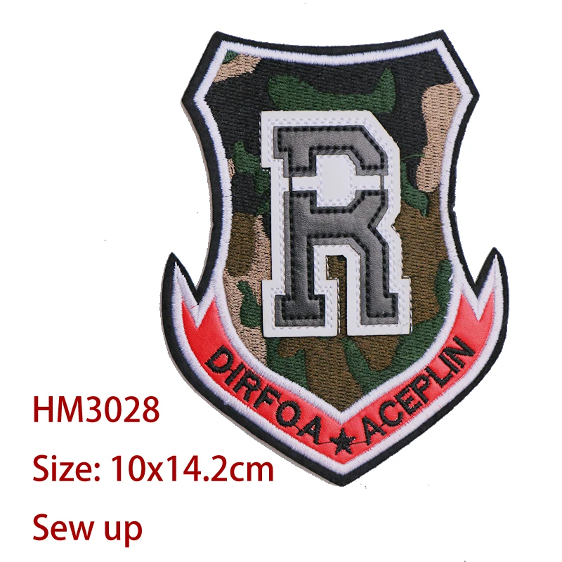 Embroidery Black PU Leather Military letters icon Applique Patches For Fashion Clothes Shoes DIY Iron on Badges on a backpack