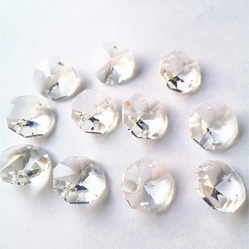 Top Quality Clear 22mm  Crystal Octagon Beads in 2 holes For Crystal Chandelier Lamp Accessories Diy Crystal Ornament Home Decor