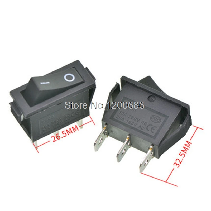 

KCD3 Boat Rocker 3 Pin ON-OFF Switch 16A/20A 250V/125V AC On/Off 3Pin Rectangle Long Rocker Switch Car Dash SPST KCD3