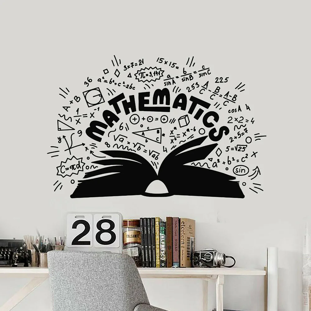 Mathematics Vinyl Wall Decal School Math Symbols Book Wall Stickers Teen Room Home Decoration Accessories For Classroom W141