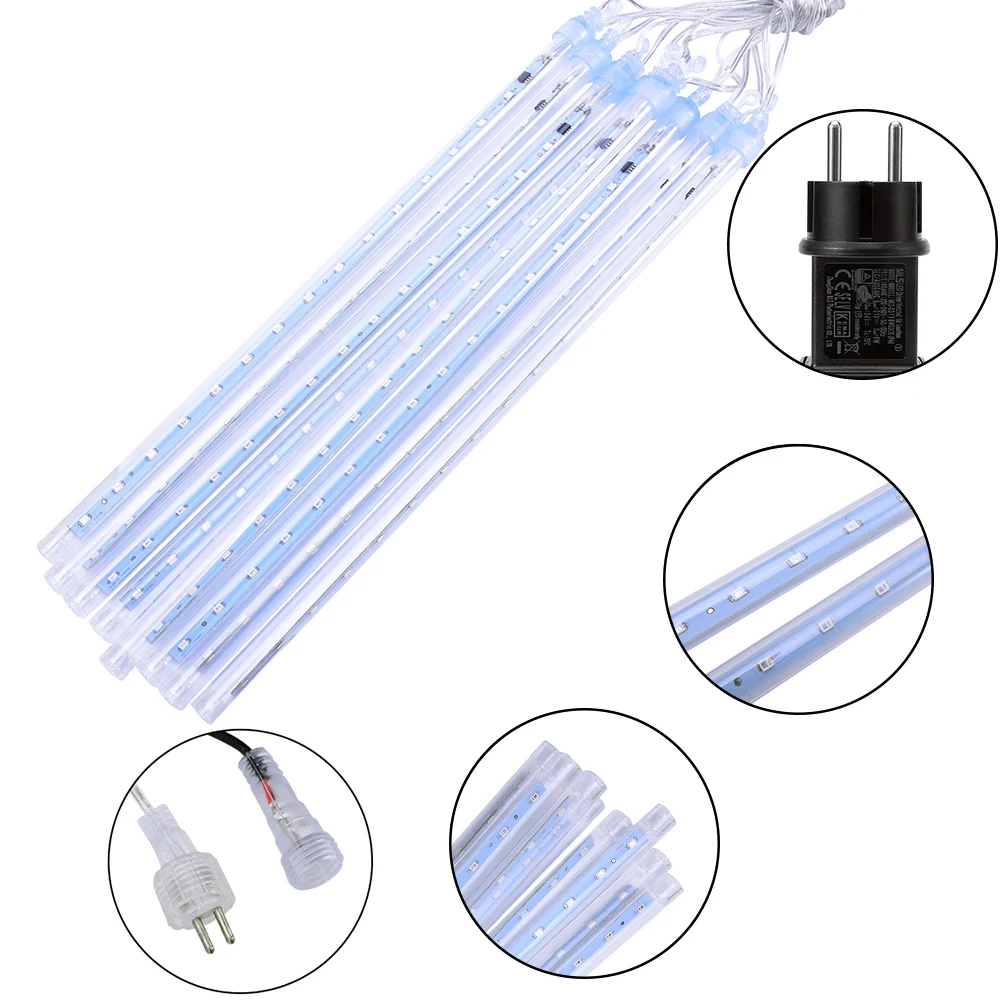 Rain Drop Lights 8 Tubes Icicle Snow Falling Fairy Light LED Meteor Shower Lights Holiday Party Decor Christmas Cascading Lights