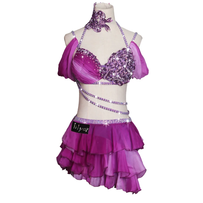 New Latin dance dress competition dress performance Dress Adult customized Pink Sexy backless Dance Dress