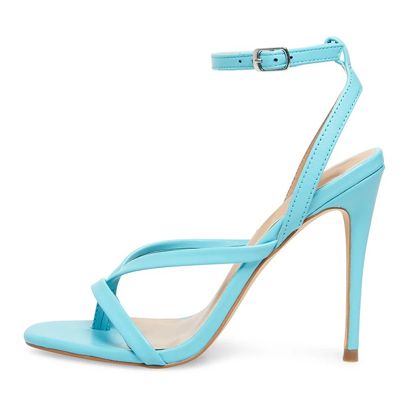 Blue High Heel Sandals 2024 Womens Heeled Thong Sandal Summer Shoes Woman Size 12 Ankle Strap Fashion Strappy Heels for Women