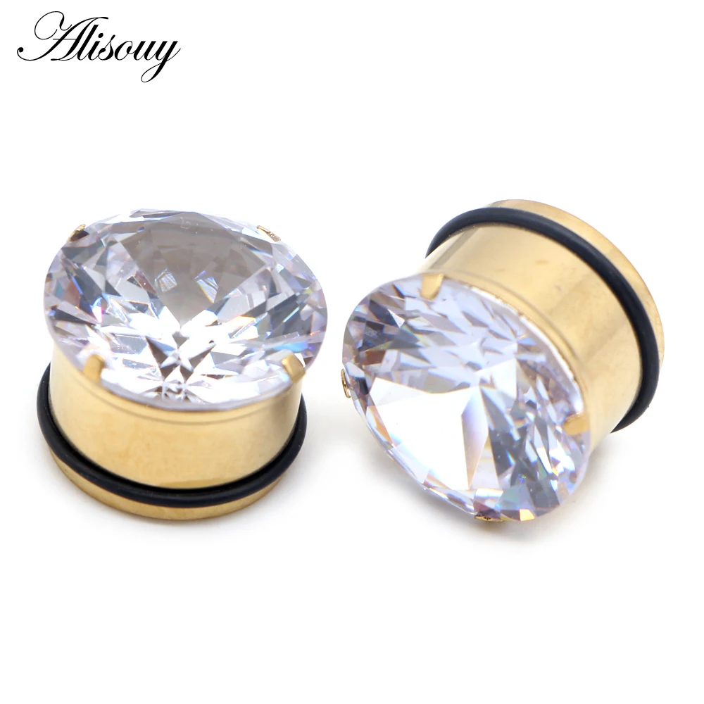 Simple Ear Plug Tunnel Zircon Earring Expander