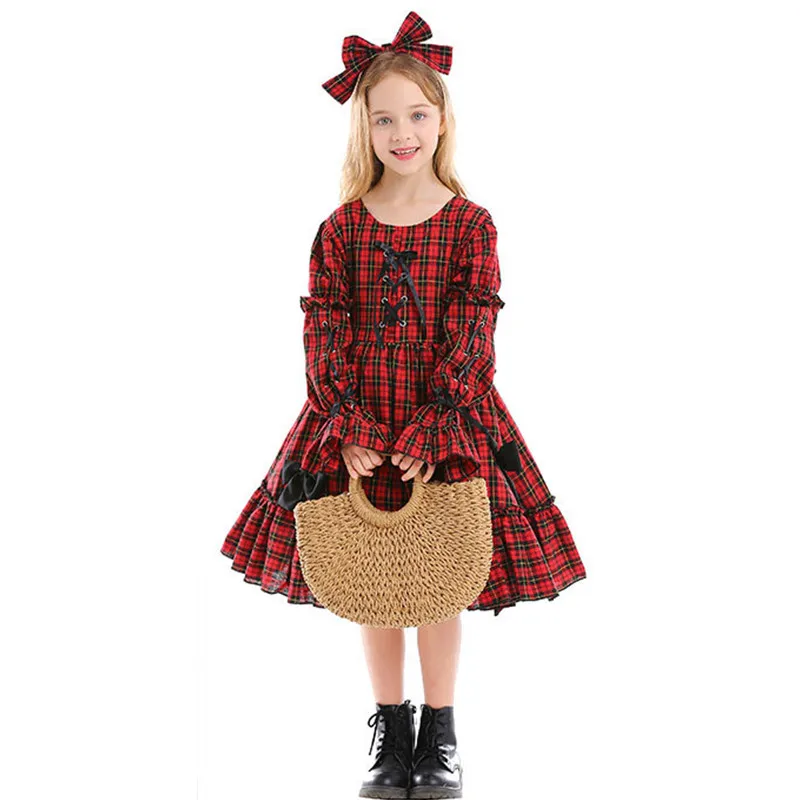 Boog-Knoop Lolita Meisjes Alice Cosplay Kids Kinderen Halloween Serveerster Maid Kostuums Carnaval Purim Parade Rollenspel Party Dress