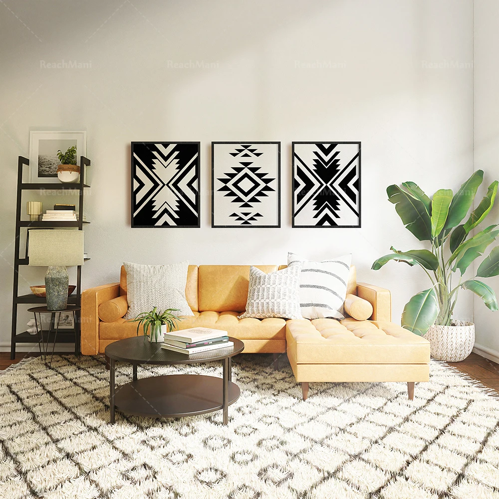 Aztec wall art, minimalist gallery walls, black and white prints of modern contemporary art works, art bohemian wall art decorat