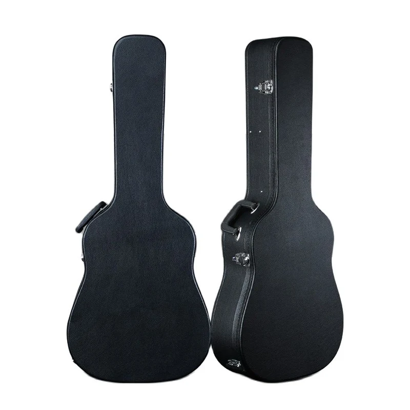 Wood Guitar Box Guitar Hardcase Black PVC Leather Material Velvet with Foam Lining for Acoustic or Classic Guitar 40\