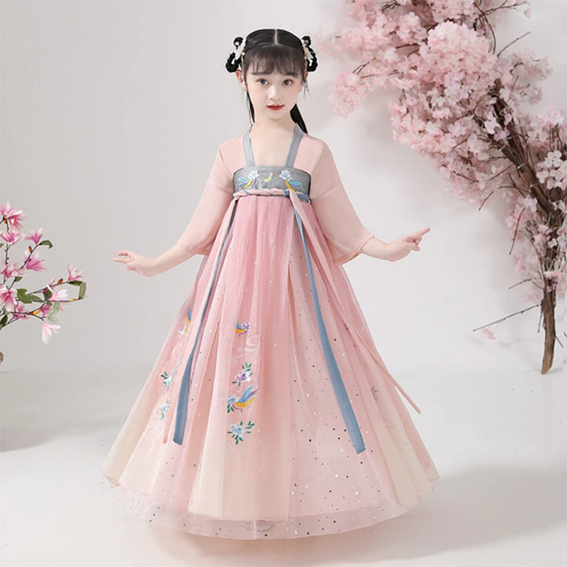 

Ancient Chinese Children Hanfu kids Costume Tang Dynasty Traditional Dress Princess hanfu Fairy New Year Costumes for Girls Kids