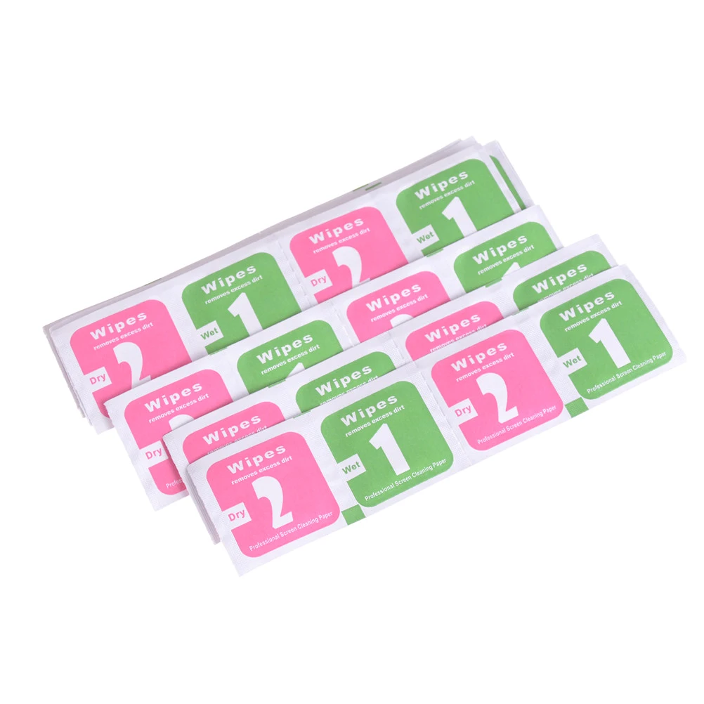 400pcs(200sets) New Camera Lens Phone LCD Screen Dust Removal Tool Dry Wet Cleaning Wipes Paper Set for Phones Computers