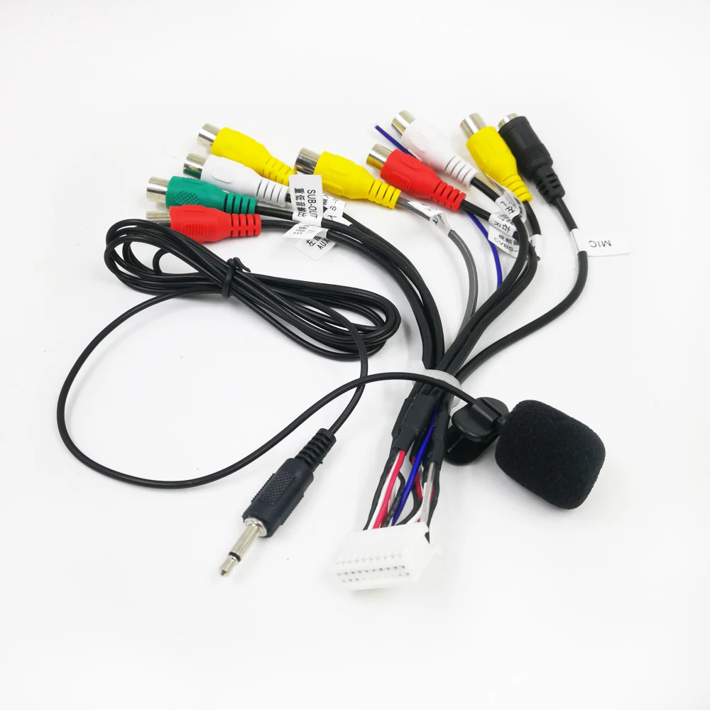 Biurlink Car CD/Radio USB Adapter Cable For Car Android Device Headunit Install 4/6Pin USB Cable 20Pin RCA MIC Handsfree