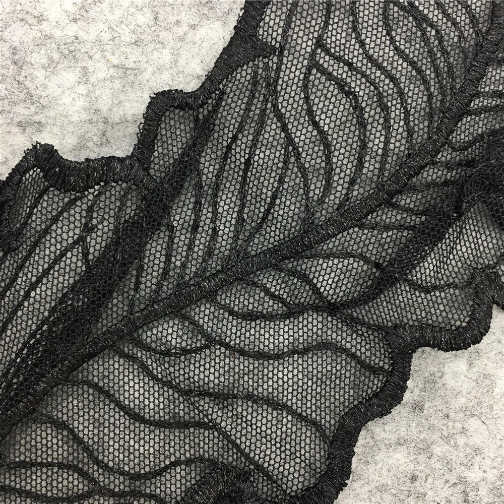 Lace fabric 2019 high quality Black Laces collar Organza Embroidery Trim Craft materials Dresses Application Sewing accessories