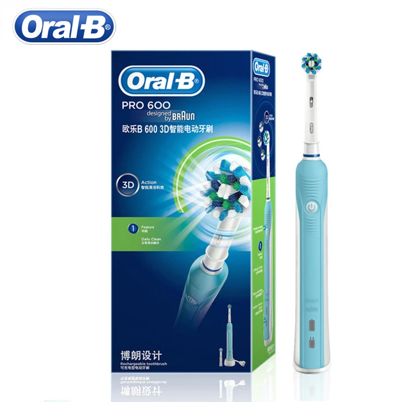 

Oral B 3D Electric Toothbrush PRO600 Oral Hygiene Electric Rechargeable Tooth brush Heads Deep Clean 3D White Teeth Brush Head