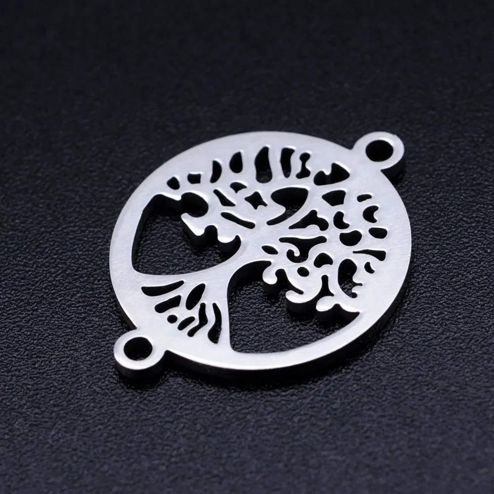 10pcs/lot 316L Stainless Steel Heart Tree of Life DIY Connector Charm Wholesale Jewelry Finding Supplies Pendants for Necklaces