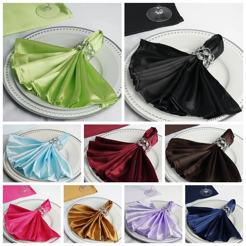 

45X45CM Table Napkins Cloth Square Satin Fabric Napkin For Wedding Event Banquet Decoration