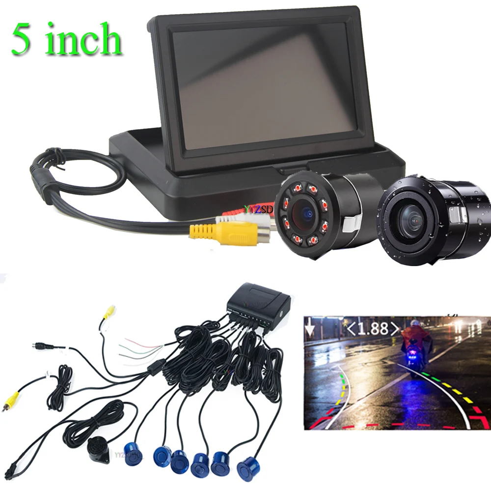 

5 Inch Car Monitor 9V-36V Intelligent Dynamic Trajectory Tracks Rear Camera Video Parking Sensor Radar Detector Alert Indicator