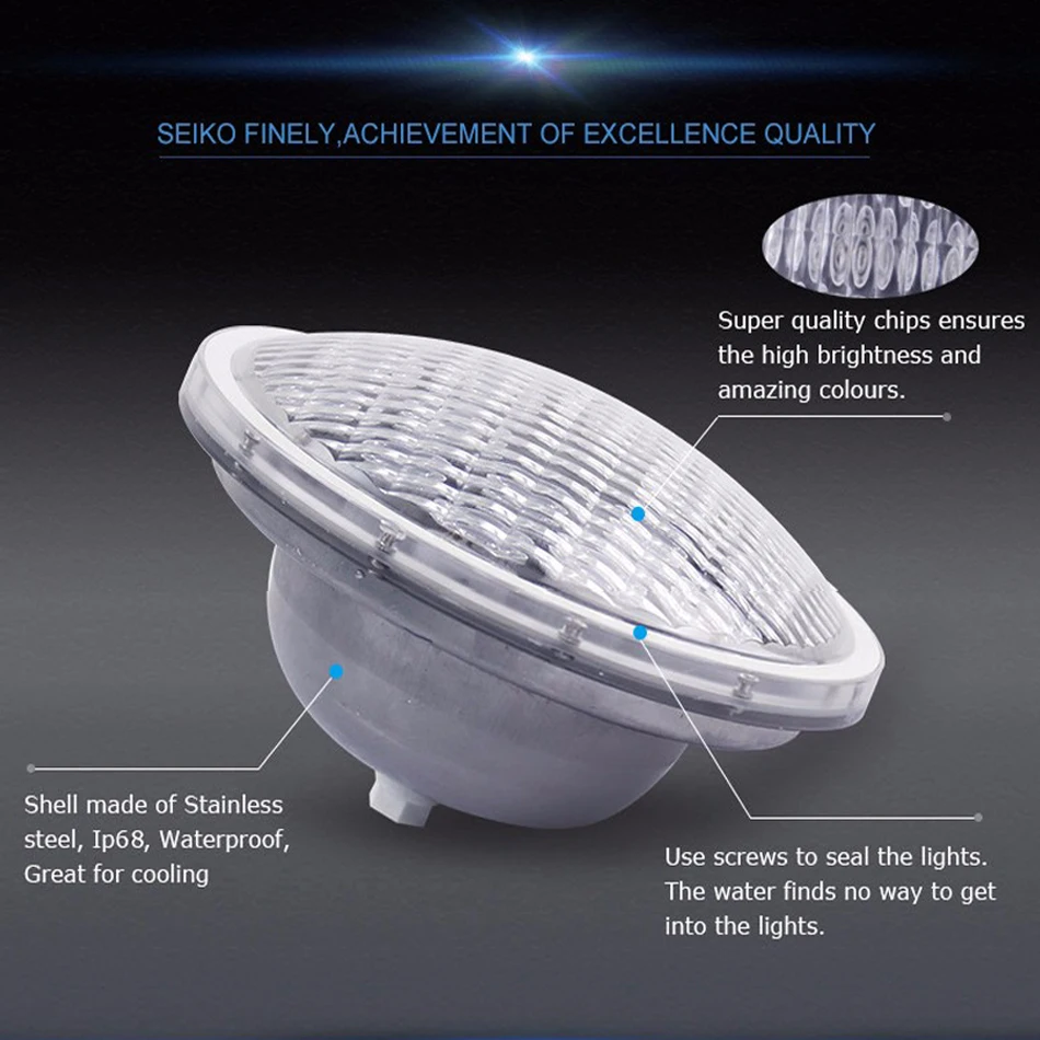 LED Swimming Pool Light With Remote Control Waterproof RGB Underwater Lamp 54W Holiday Outdoor Pond Spotlight Fountain Lighting