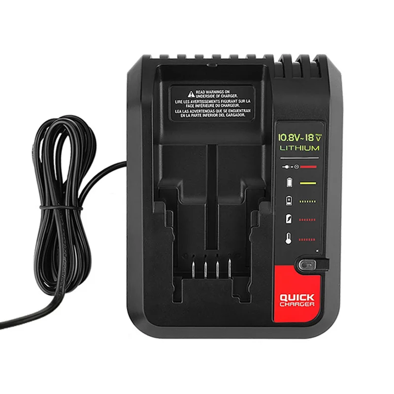 18V LITHIUM Battery Charger สำหรับสีดำและ Decker PORTER CABLE Stanley แบตเตอรี่ลิเธียม Charger 2A 10.8-20V 100-240V