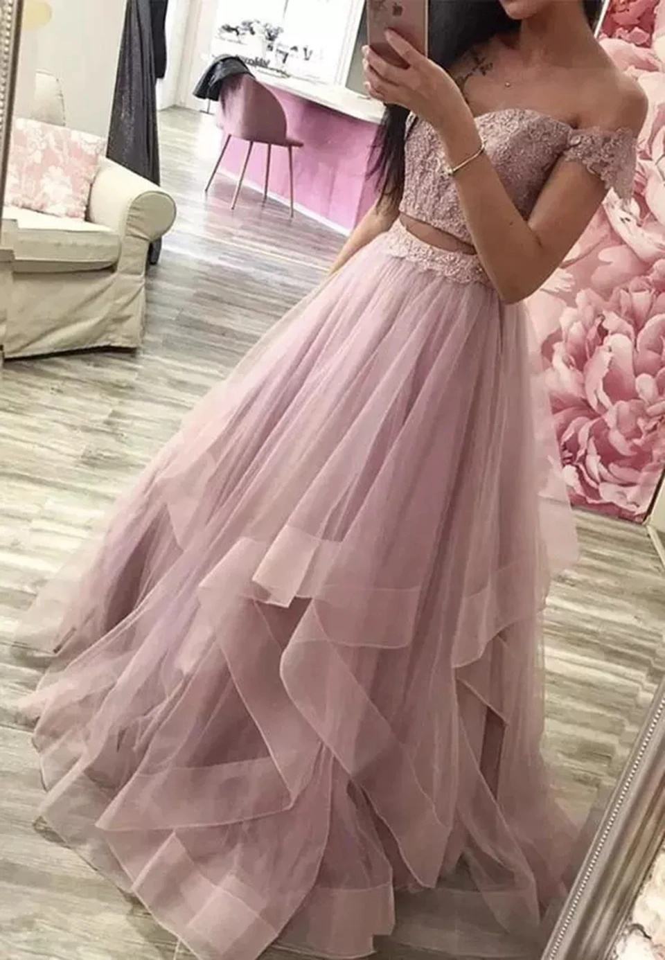 Hai Miếng Quần Sịp Đùi Thông Hơi 2022 Phụ Nữ Mới Tiệc Trang Trọng Đêm Vestidos De Gala Hồng Hai Miếng Thanh Lịch Tốt Nghiệp Dài Buổi Tối bộ Đồ Bầu