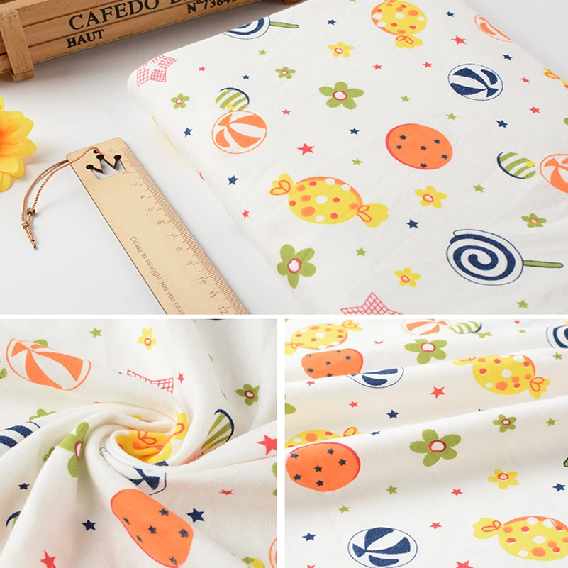 Baby Cartoon Combed Cotton Knitted Fabric Quilting Soft For Sewing Children Clothes Animal Fabric By The Half Meter