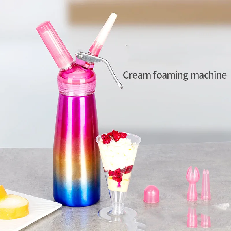 250/500ml rainbow Aluminium Whipped Cream Dispenser Kitchen Cream Whipper Dessert Tools foaming with Nozzles Dropper gift box