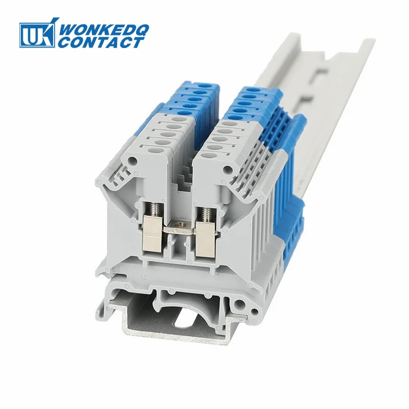 UK 5N Screw Feed-through Terminal Block Din Rail 0.2-4mm² Electrical Connector Universal Plug Connductor Wire UK5N