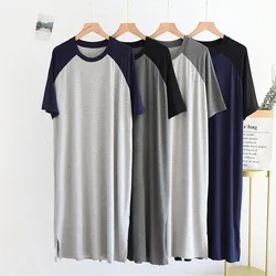 Fdfklak-camisones de L-5XL para mujer, vestido de noche largo de manga corta, ropa de dormir de algodón de talla grande