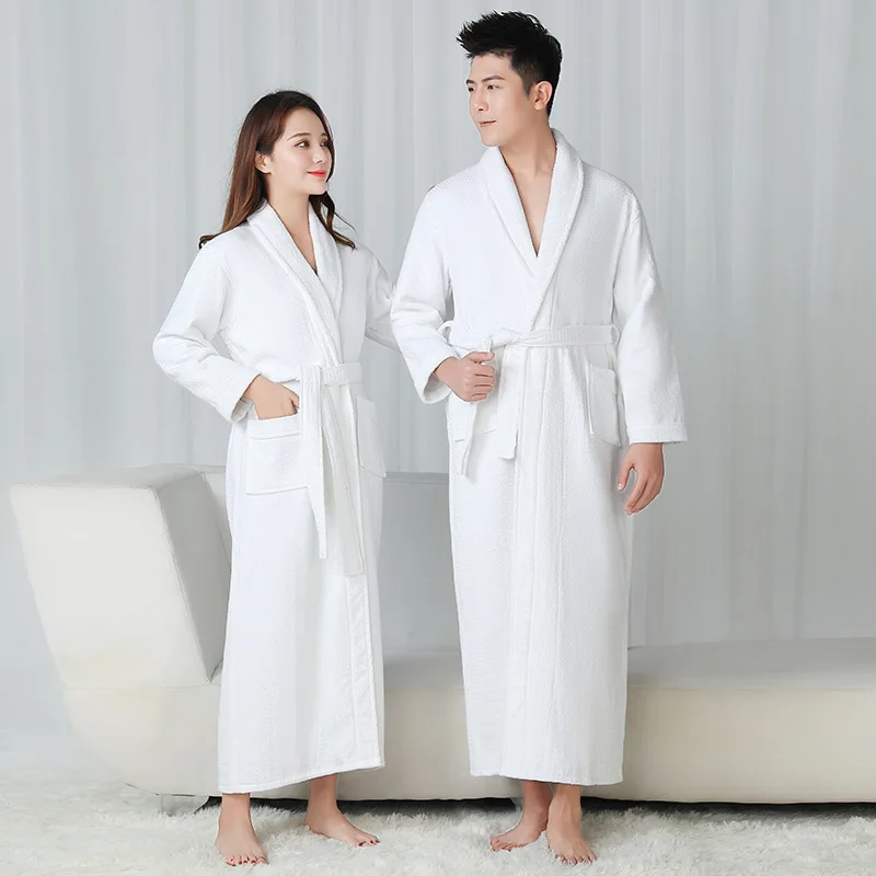 

Men And Women Bathing Absorbent Yukata Winter Nighties Thickened Cotton Waffle Double Lengthened Couple Towel Bathrobe Hotel