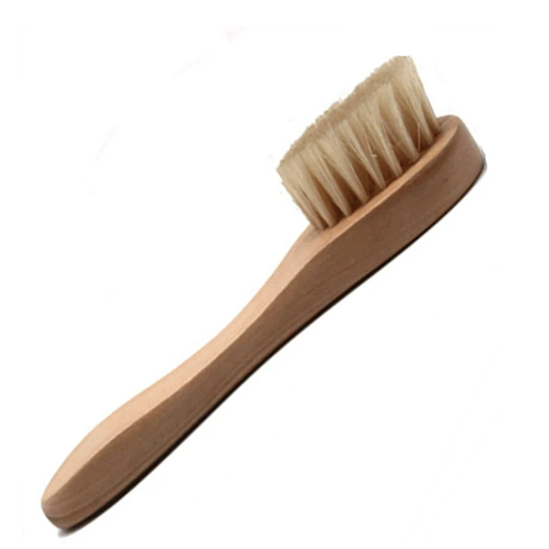 Natural Bristles cleaning Face Brushes for Dry Brushing Scrubbing with Wooden Handle