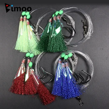 Bimoo 10/50/100packs 해수 낚시 Sabiki Rigs 2/3 후크 Big Flasher Rig Fish Skin Sabiki Snapper Snatcher 바다 낚시 미끼