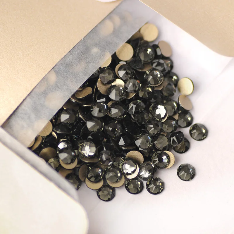 YANRUO 2088NOHF Flatblack Black Diamond All Size Rhinestones for Fabric Needlework Decorative Grey Stones