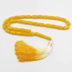 Tasbih Yellow Resin Man bracelet 33 beads muslim gifts rosary kehribar islamic jewelry Arabic Misbaha Eid Mubarak