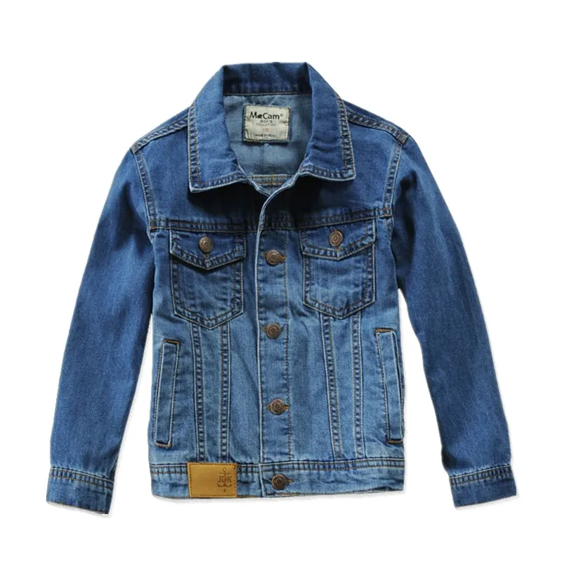 

Kids Jean Coat Fashion Solid Design Blue Denim Jacket For Teen Boys 110-160 CM Children Outerwear LM011